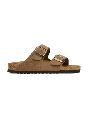 Birkenstock klapki damskie zamszowe Arizona Suede Leather brązowy