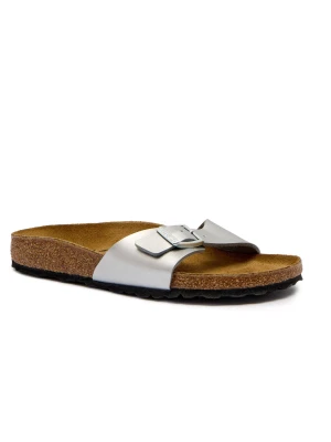 Birkenstock Klapki Madrid | narrow fit | z dodatkiem skóry srebrny
