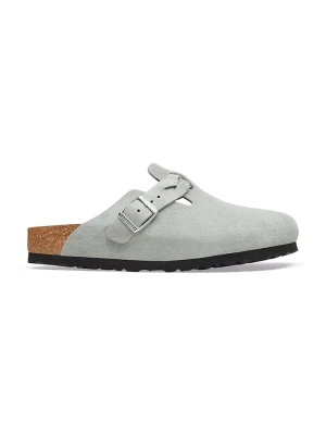 Birkenstock klapki mules damskie zamszowe Boston Braided Suede Leather niebieski