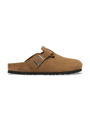 Birkenstock klapki mules damskie zamszowe Boston Suede Leather brązowy