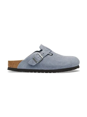 Birkenstock klapki mules zamszowe Boston Suede Leather niebieski