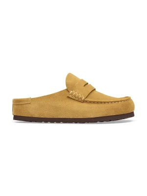 Birkenstock klapki mules zamszowe Naples Wrapped Suede Leather brązowy