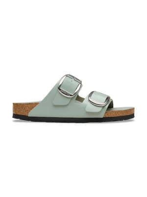 Birkenstock klapki na płaskim obcasie damskie skórzane Arizona Big Buckle zielony