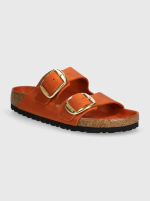 Birkenstock klapki nubukowe Arizona Big Buckle pomarańczowy