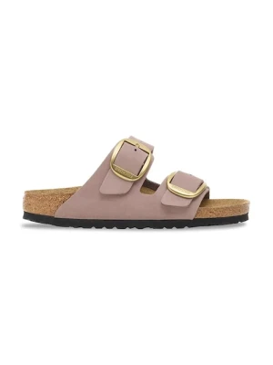 Birkenstock klapki nubukowe Arizona Big Buckle damskie kolor fioletowy 1030528