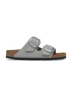 Birkenstock klapki nubukowe Arizona Big Buckle damskie kolor szary 1029291