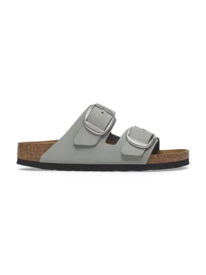 Birkenstock klapki nubukowe Arizona Big Buckle damskie kolor szary 1029311