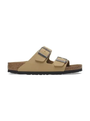 Birkenstock klapki nubukowe Arizona Birkibuc kolor beżowy 1029151