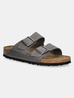 Birkenstock klapki nubukowe Arizona damskie kolor szary 1027026