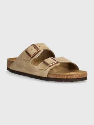 Birkenstock klapki nubukowe Arizona kolor brązowy 352201