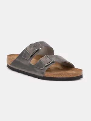 Birkenstock klapki nubukowe Arizona kolor szary 1027046