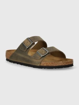 Birkenstock klapki nubukowe Arizona kolor zielony 1027022