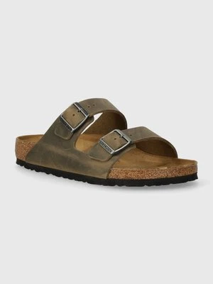 Birkenstock klapki nubukowe Arizona kolor zielony 1027022