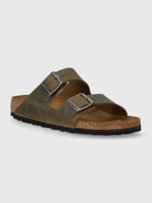 Birkenstock klapki nubukowe Arizona kolor zielony 1027039