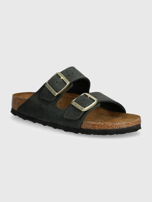 Birkenstock klapki nubukowe Arizona kolor zielony 1028030