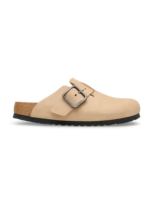 Birkenstock klapki mules nubukowe Boston beżowy