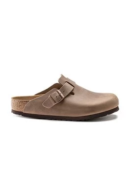 Birkenstock klapki nubukowe Boston kolor brązowy 960811