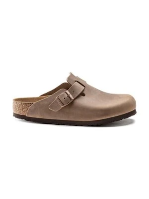 Birkenstock klapki nubukowe Boston kolor brązowy 960813