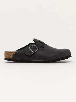 Birkenstock klapki nubukowe Boston SFB czarny