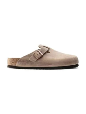 Birkenstock klapki nubukowe Boston SFB kolor beżowy 1019484