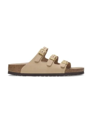 Birkenstock klapki nubukowe Florida HEX damskie kolor beżowy 1029480