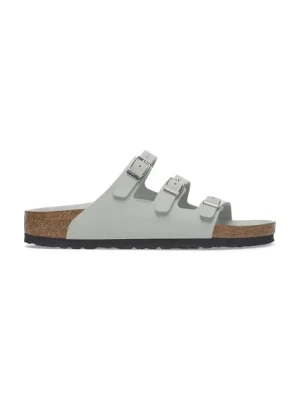 Birkenstock klapki nubukowe Florida HEX damskie kolor szary 1029450