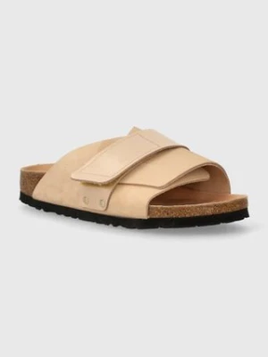 Birkenstock klapki nubukowe Kyoto kolor beżowy 1026560