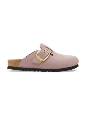 Birkenstock klapki nubukowe Madrid Big Buckle damskie kolor fioletowy 1030544