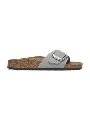 Birkenstock klapki nubukowe Madrid Big Buckle kolor niebieski 1029292