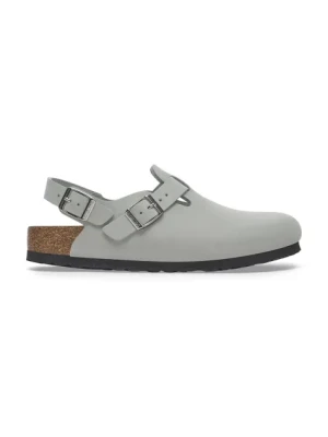 Birkenstock klapki nubukowe Tokio damskie kolor szary 1029429