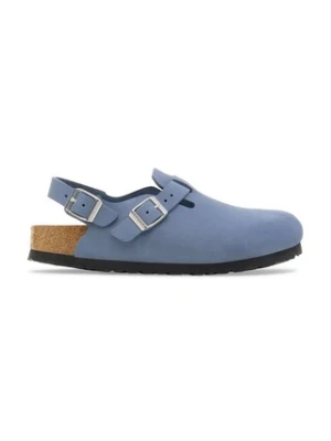 Birkenstock klapki nubukowe Tokio HEX damskie kolor niebieski 1030478