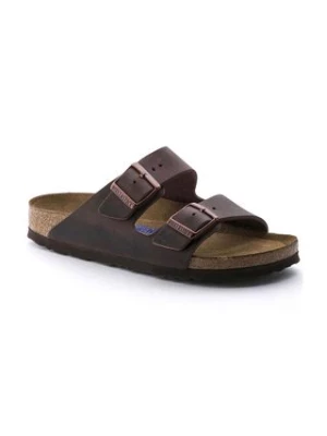 Birkenstock klapki skórzane Arizona 452761 męskie kolor brązowy