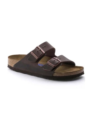 Birkenstock klapki skórzane Arizona 452761 męskie kolor brązowy
