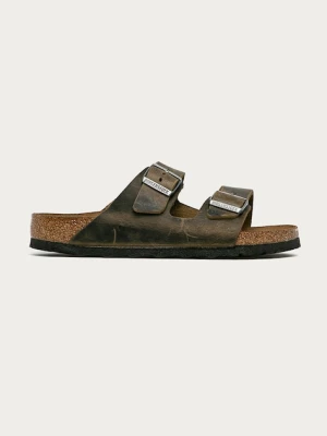 Birkenstock klapki skórzane Arizona zielony
