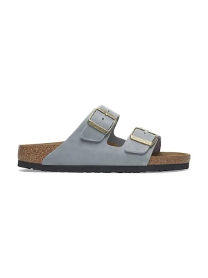 Birkenstock klapki skórzane Arizona szary