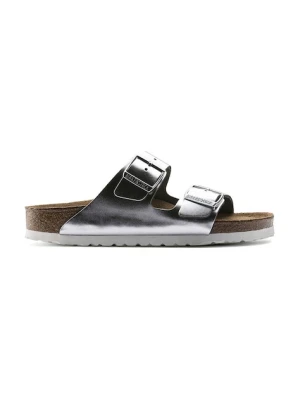 Birkenstock klapki skórzane Arizona srebrny