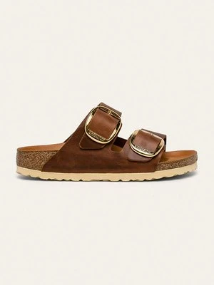 Birkenstock klapki skórzane Arizona Big Buckle damskie kolor brązowy 1011073