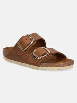 Birkenstock klapki skórzane Arizona Big Buckle damskie kolor brązowy 1011073