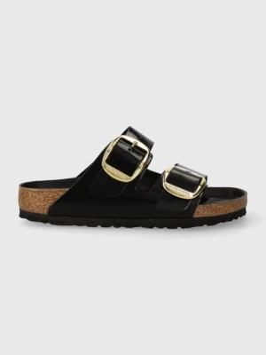 Birkenstock klapki skórzane Arizona Big Buckle damskie kolor czarny 1021471