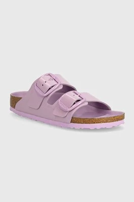 Birkenstock klapki skórzane Arizona Big Buckle damskie kolor fioletowy 1028611