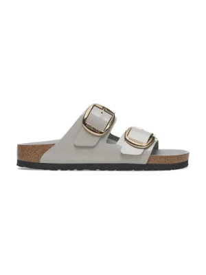 Birkenstock klapki skórzane Arizona Big Buckle damskie kolor szary 1029391