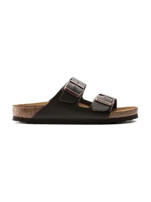 Birkenstock klapki skórzane Arizona damskie kolor brązowy 51103