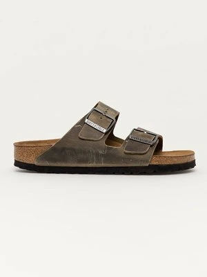 Birkenstock klapki skórzane Arizona damskie kolor zielony