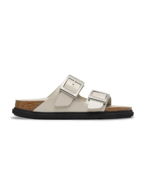 Birkenstock klapki skórzane Arizona Droplet Buckle damskie kolor beżowy 1030326