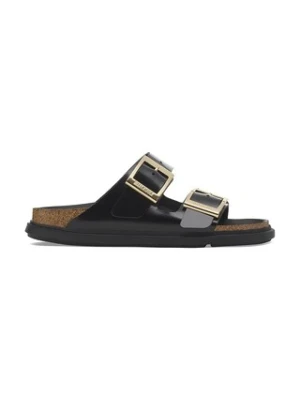 Birkenstock klapki skórzane Arizona Droplet Buckle damskie kolor czarny 1029353