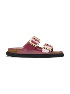 Birkenstock klapki skórzane Arizona Droplet Buckle damskie kolor czerwony 1030367