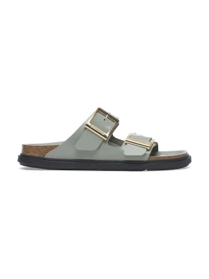 Birkenstock klapki skórzane Arizona Droplet Buckle damskie kolor turkusowy 1029367