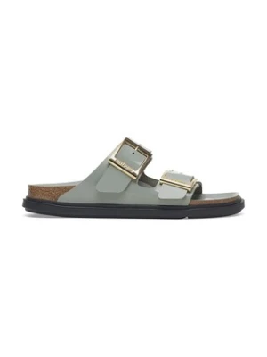 Birkenstock klapki skórzane Arizona Droplet Buckle damskie kolor turkusowy 1029367