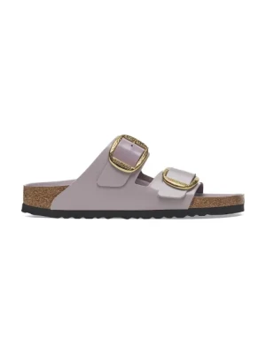 Birkenstock klapki skórzane Arizona Hammered Buckle damskie kolor fioletowy 1029784