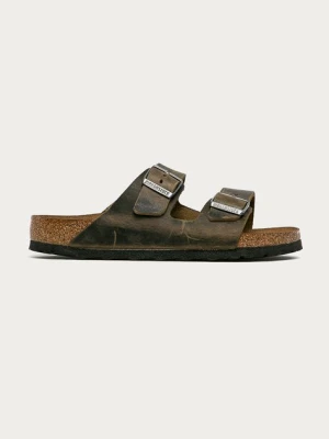 Birkenstock klapki skórzane Arizona kolor zielony